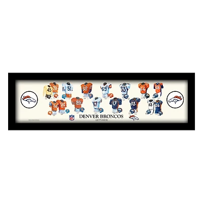 Denver Broncos 12" x 36" Team Uniform Heritage Framed Wall Art