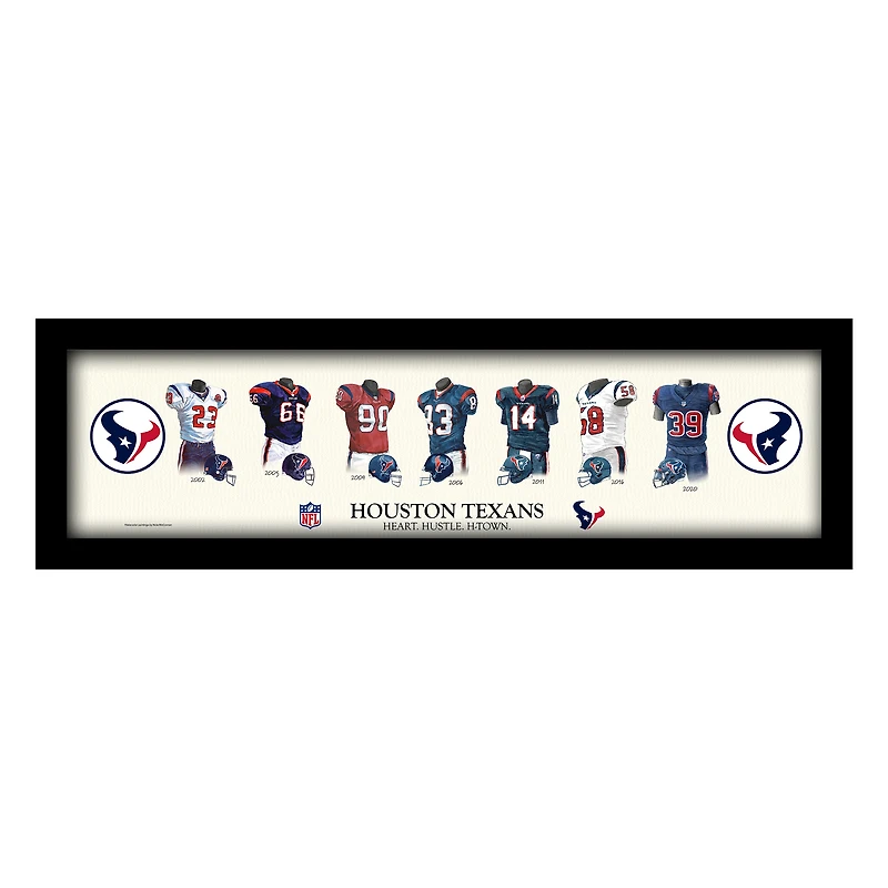 Houston Texans 12" x 36" Team Uniform Heritage Framed Wall Art
