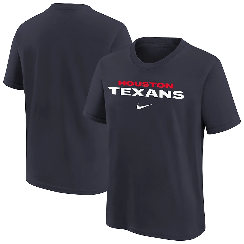 Youth Nike Navy Houston Texans Team Wordmark T-Shirt
