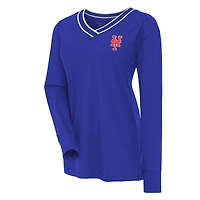 Women's Antigua Royal New York Mets Symbolic Long Sleeve V-Neck Top