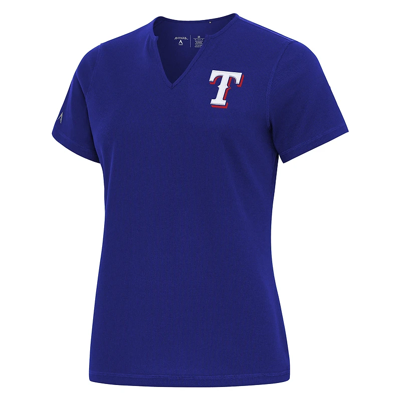 Women's Antigua Royal Texas Rangers Notch Neck T-Shirt