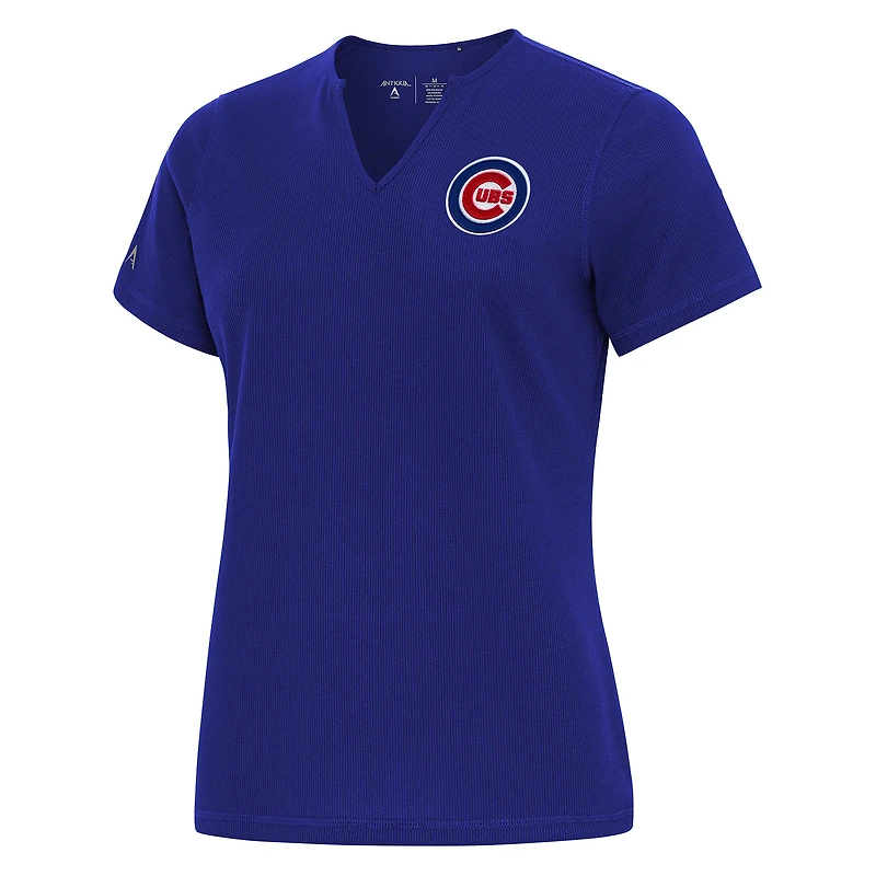 Women's Antigua Royal Chicago Cubs Notch Neck T-Shirt