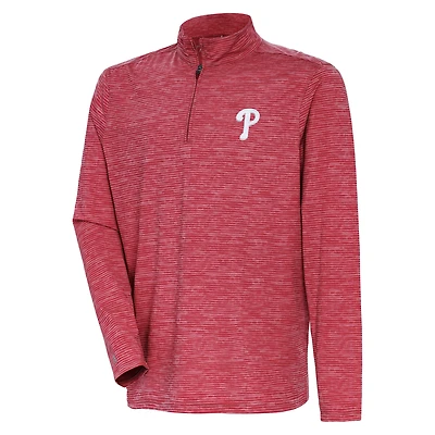 Men's Antigua  Heather Red Philadelphia Phillies Quarter-Zip Top