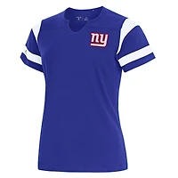 Women's Antigua Royal New York Giants Encounter Short Sleeve Notch Neck Top