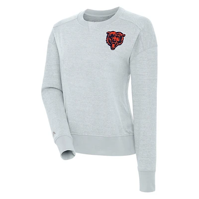 Women's Antigua Heather Gray Chicago Bears Forward Fleece Pullover Sweatshirt