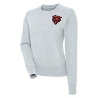 Women's Antigua Heather Gray Chicago Bears Forward Fleece Pullover Sweatshirt