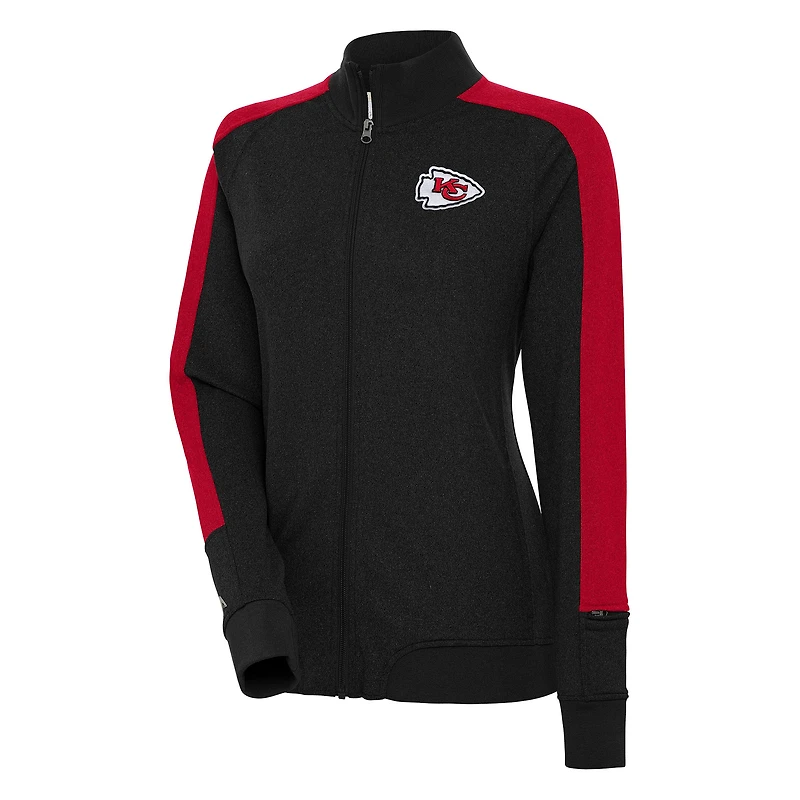 Women's Antigua  Black Kansas City Chiefs Strike Full-Zip Track Jacket