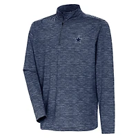 Men's Antigua Heather Navy Dallas Cowboys Determined Quarter-Zip Top