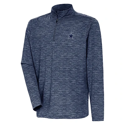 Men's Antigua Heather Navy Dallas Cowboys Determined Quarter-Zip Top