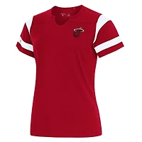 Women's Antigua Red Miami Heat Encounter Short Sleeve Notch Neck Top