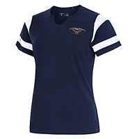 Women's Antigua Navy New Orleans Pelicans Encounter Short Sleeve Notch Neck Top