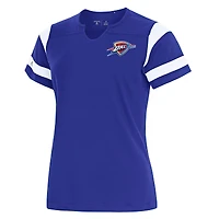 Women's Antigua Royal Oklahoma City Thunder Encounter Short Sleeve Notch Neck Top