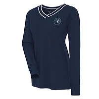 Women's Antigua Navy Minnesota Timberwolves Symbolic Long Sleeve V-Neck Top