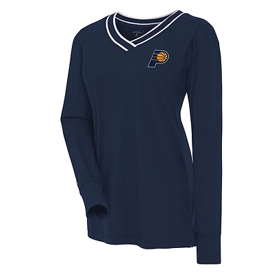 Women's Antigua Navy Indiana Pacers Symbolic Long Sleeve V-Neck Top