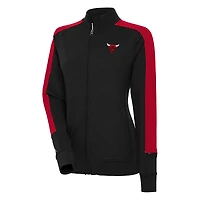 Women's Antigua  Black Chicago Bulls Strike Full-Zip Track Jacket