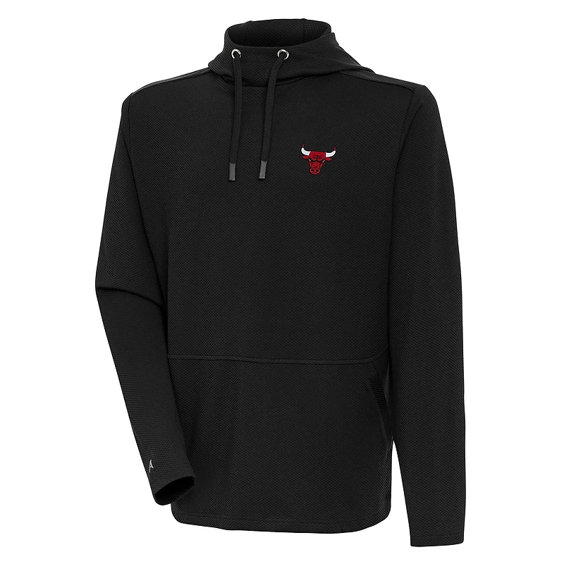 Men's Antigua Black Chicago Bulls Pure Honeycomb Pullover Hoodie