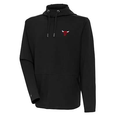Men's Antigua Black Chicago Bulls Pure Honeycomb Pullover Hoodie