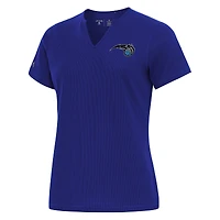 Women's Antigua Royal Orlando Magic Traveler Rib V-Neck Top
