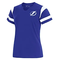 Women's Antigua Royal Tampa Bay Lightning Encounter Short Sleeve Notch Neck Top