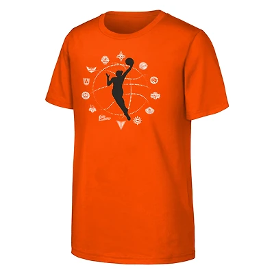 Youth Orange WNBA All Teams Circle T-Shirt