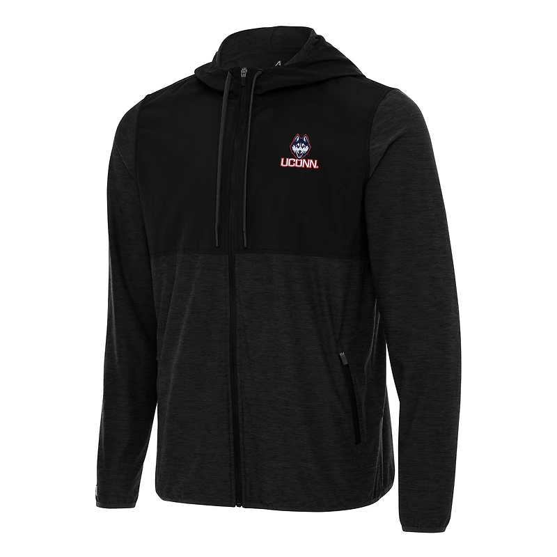 Men's Antigua Black UConn Huskies Sway Full-Zip Hoodie Jacket