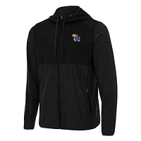 Men's Antigua Black Kansas Jayhawks Sway Full-Zip Hoodie Jacket