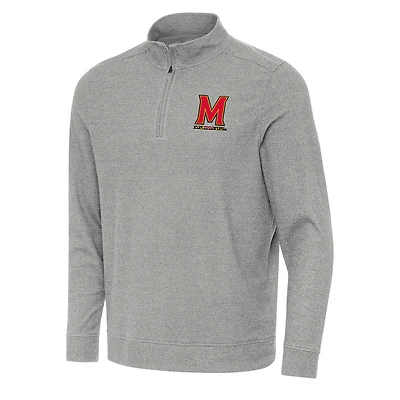 Men's Antigua Heather Gray Maryland Terrapins Subtle Quarter-Zip Sweatshirt