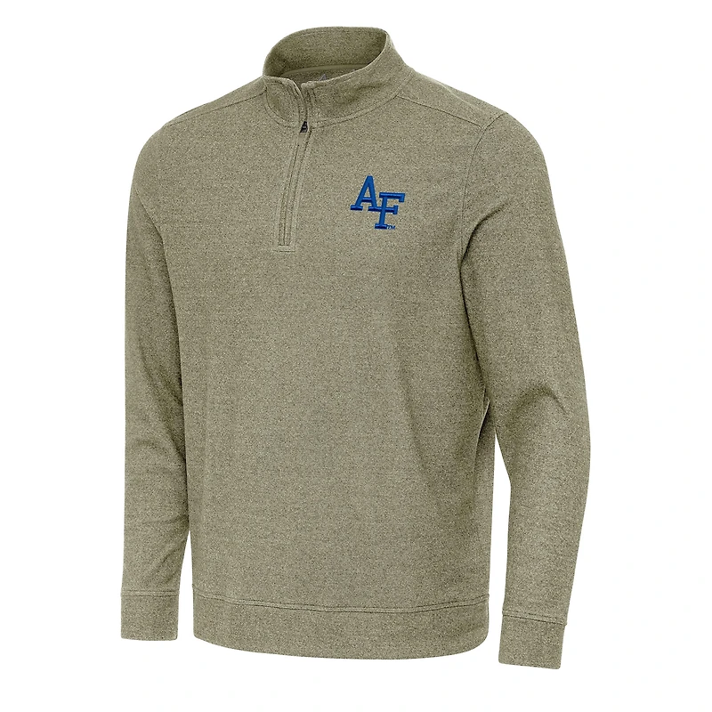 Men's Antigua Olive Air Force Falcons Subtle Quarter-Zip Sweatshirt