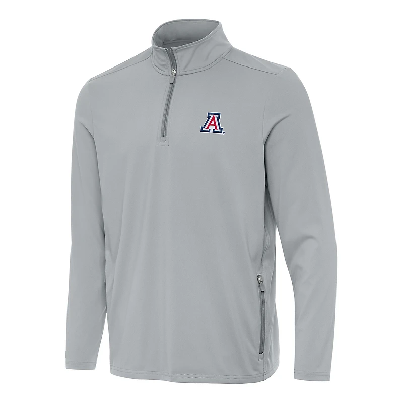 Men's Antigua  Gray Arizona Wildcats Perilous Quarter-Zip Sweatshirt