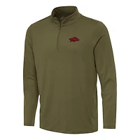 Men's Antigua Olive Arkansas Razorbacks Reprocess Quarter-Zip Top