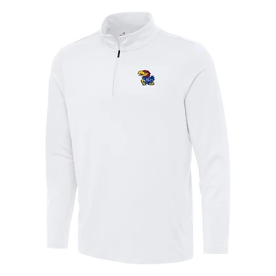 Men's Antigua White Kansas Jayhawks Reprocess Quarter-Zip Top