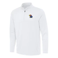 Men's Antigua White Kansas Jayhawks Reprocess Quarter-Zip Top
