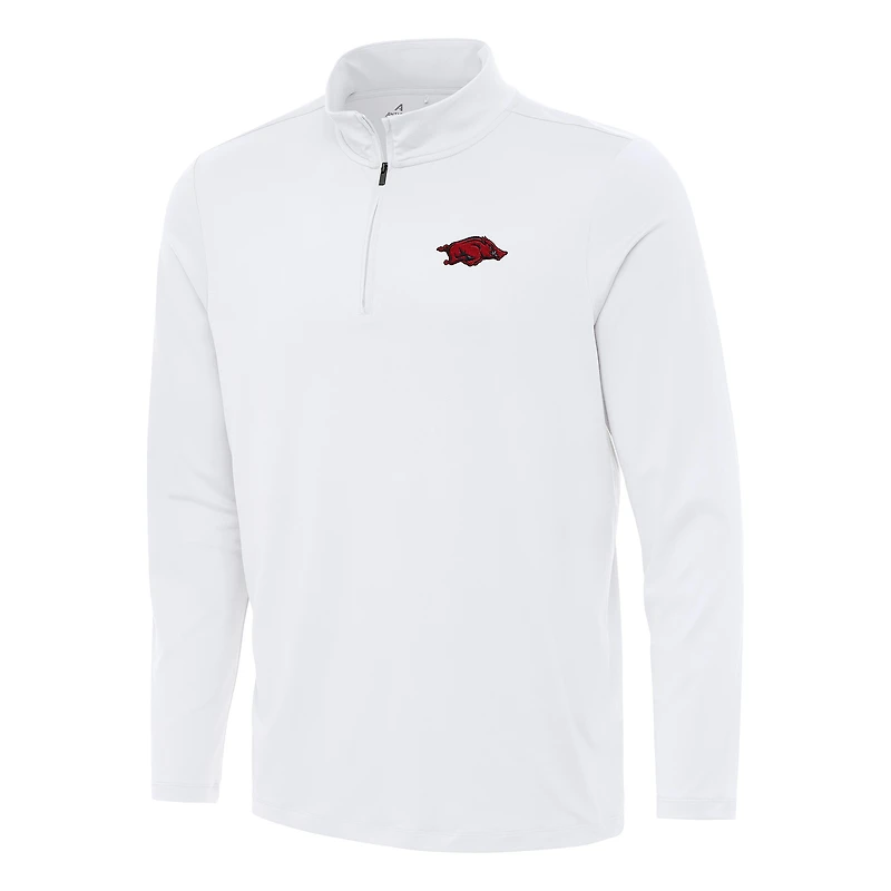 Men's Antigua White Arkansas Razorbacks Reprocess Quarter-Zip Top