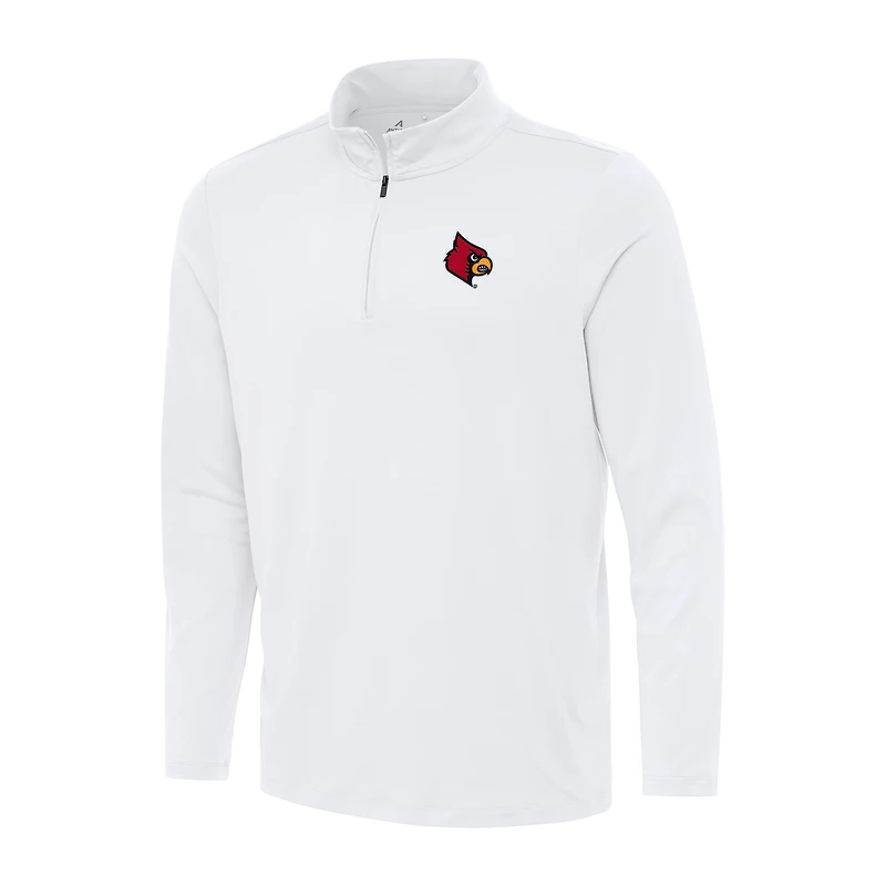 Men's Antigua White Louisville Cardinals Reprocess Quarter-Zip Top