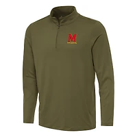 Men's Antigua Olive Maryland Terrapins Reprocess Quarter-Zip Top