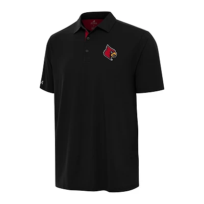 Men's Antigua Black/Red Louisville Cardinals Era Polo