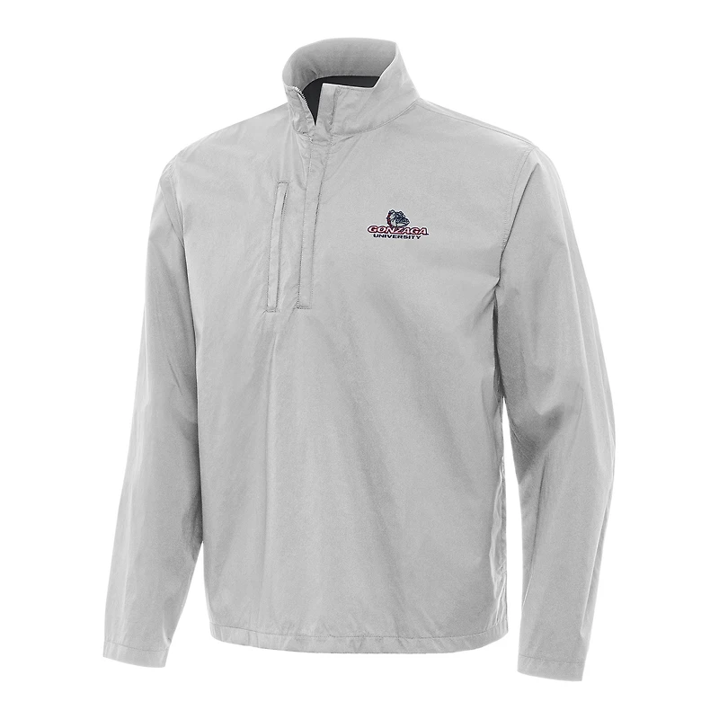 Men's Antigua Gray Gonzaga Bulldogs Brisk Quarter-Zip Windbreaker
