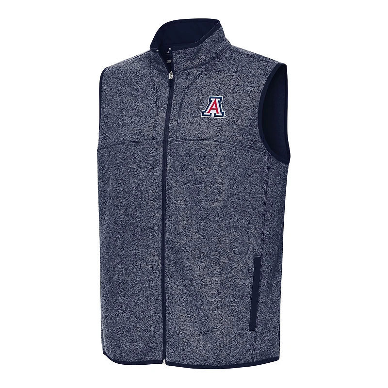 Men's Antigua Heather Navy Arizona Wildcats Fortune Full-Zip Vest