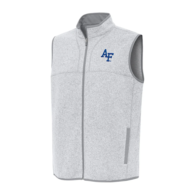 Men's Antigua Heather Gray Air Force Falcons Fortune Full-Zip Vest
