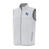 Men's Antigua Heather Gray Air Force Falcons Fortune Full-Zip Vest