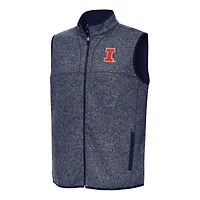 Men's Antigua Heather Navy Illinois Fighting Illini Fortune Full-Zip Vest