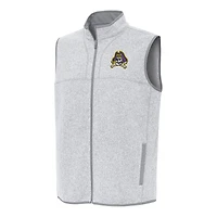 Men's Antigua Heather Gray ECU Pirates Fortune Full-Zip Vest