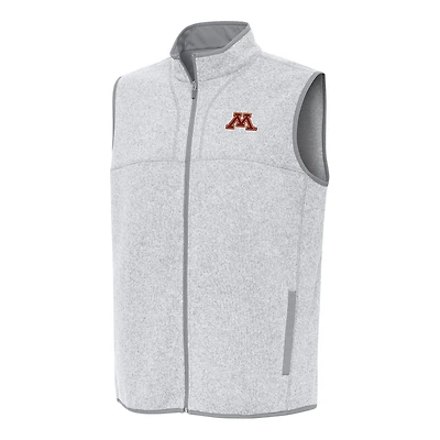 Men's Antigua Heather Gray Minnesota Golden Gophers Fortune Full-Zip Vest