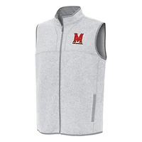 Men's Antigua Heather Gray Maryland Terrapins Fortune Full-Zip Vest