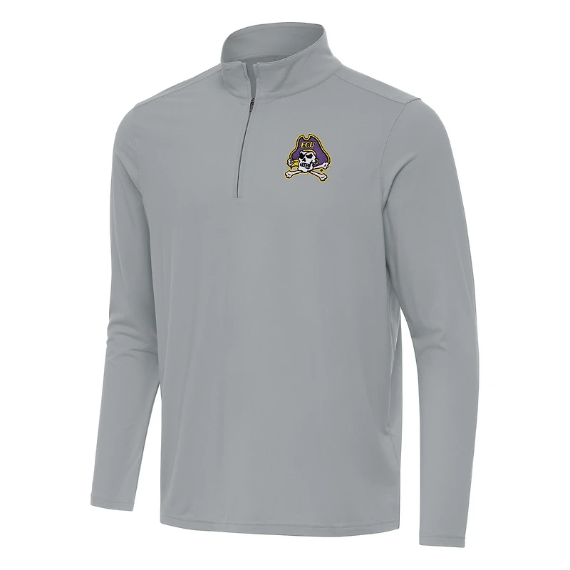 Men's Antigua Gray ECU Pirates Intent Quarter-Zip Top