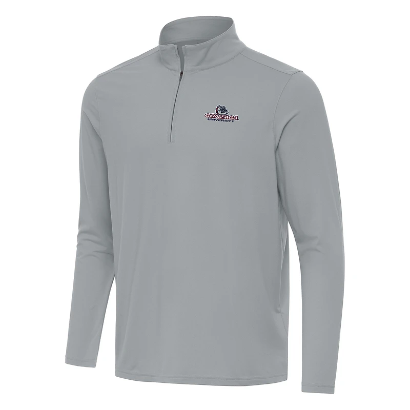 Men's Antigua Gray Gonzaga Bulldogs Intent Quarter-Zip Top