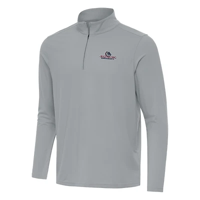 Men's Antigua Gray Gonzaga Bulldogs Intent Quarter-Zip Top