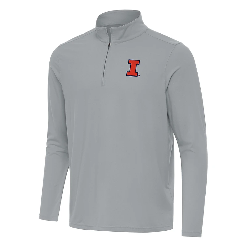 Men's Antigua Gray Illinois Fighting Illini Intent Quarter-Zip Top