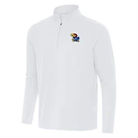 Men's Antigua White Kansas Jayhawks Intent Quarter-Zip Top