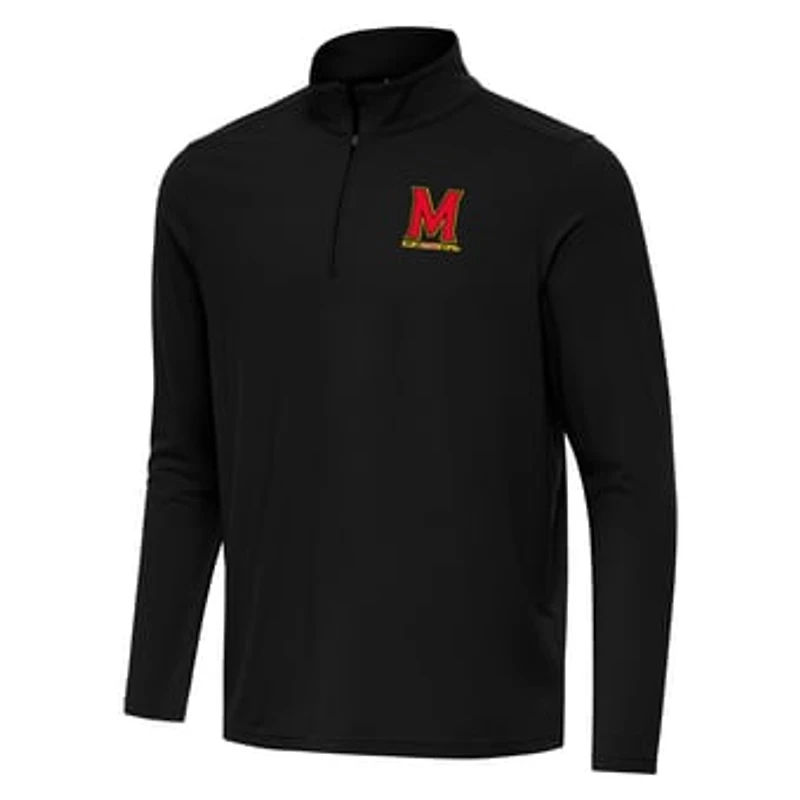 Men's Antigua Black Maryland Terrapins Intent Quarter-Zip Top